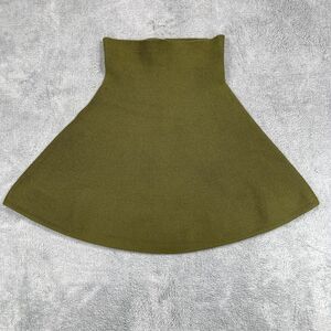 Zara Skirt Womens Small Khaki Green Knitted Nylon Blend Flowy High Waist Pull On